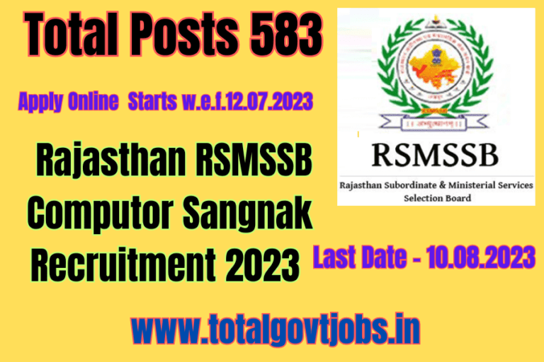 Rajasthan RSMSSB Computor Sangnak Recruitment 2023