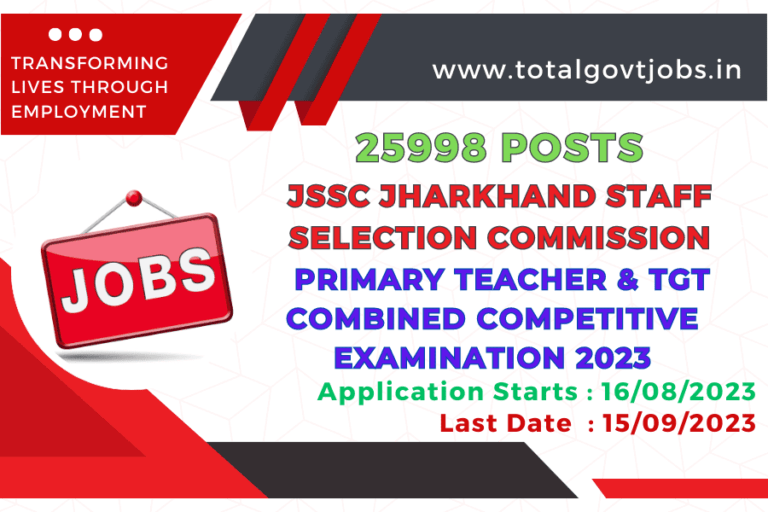 JSSC Jharkhand Trained Primary Teacher Combined Competitive Examination 2023 / Jharkhand Staff Selection Commission Vacancy 2023 / JSSC Teacher Vacancy 2023 / JSSC Teacher Recruitment 2023