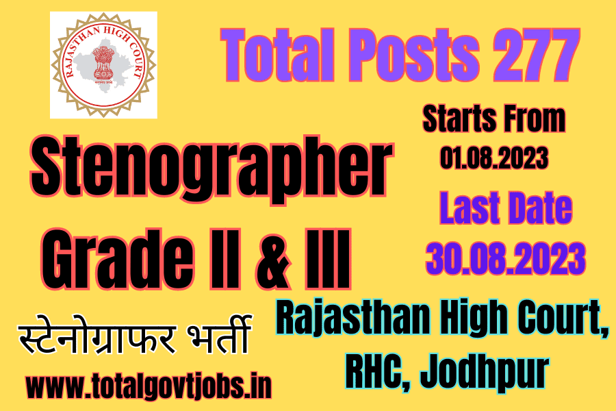 Rajasthan High Court RHC Stenographer Recruitment 2023 Govt Steno Jobs