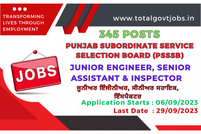 PSSSB Junior Engineer Recruitment 2023 PSSSB Senior Assistant Recruitment 2023 PSSSB Inspector Recruitment 2023