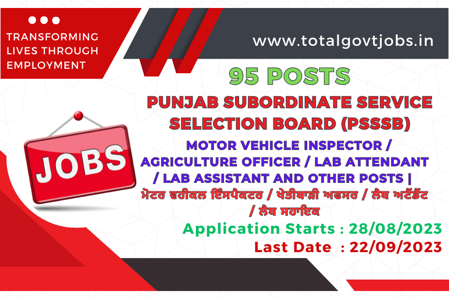 PSSSB Recruitment 2023 / Motor Vehicle Inspector / Fisheries Officer / Lab Attendant / Lab Assistant And Other Posts