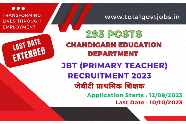 Chandigarh JBT Primary Teacher Recruitment 2023 For 293 Posts Chandigarh JBT Teacher News Chandigarh Primary Teacher Syllabus Chandigarh JBT Teacher Previous Question Paper
