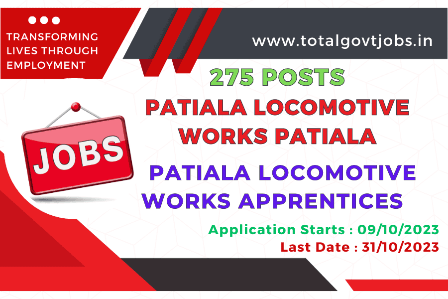 Railway PLW Patiala Locomotive Works Apprentice For 275 Posts / Locomotive Works in India / Diesel Locomotive Works Recruitment