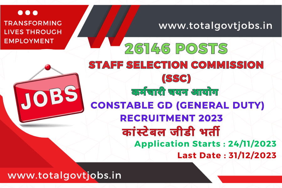 SSC Constable GD Recruitment 2023 IN BSF CISF ITBP CRPF NCB SSF Assam Rifles/ SSC Constable Recruitment 2023/ SSC Constable Notification 2023/ SSC Constable 2023 Apply Online