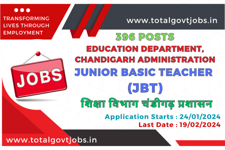 Education Department Chandigarh Administration Recruitment 2023 Chandigarh JBT Teacher Vacancy 2023 Apply Online / Chandigarh JBT Teacher Vacancy 2023 Syllabus /Chandigarh JBT Teacher Recruitment 2023
