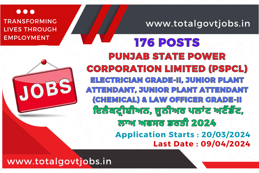PSPCL Electrician Junior Plant Attendant Law Officer Recruitment 2024 / PSPCL Recruitment 2024 Notification PSPCL Recruitment 2024 Apply Online PSPCL Recruitment 2023 Punjab