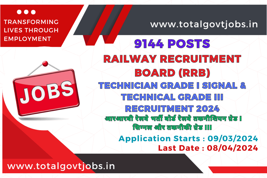 RRB Railway Recruitment Board Railway Technician Grade I Signal And Technical Grade III Recruitment 2024 Apply Online / RRB Recruitment 2024 / RRB Notification 2024 / RRB Vacancy 2023 / RRB Apply Online